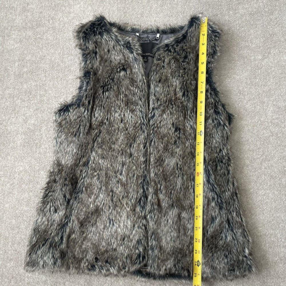 Banana Republic Vest Womens Small Brown Faux Fur Open Front Pockets Jacket - Picture 8 of 9